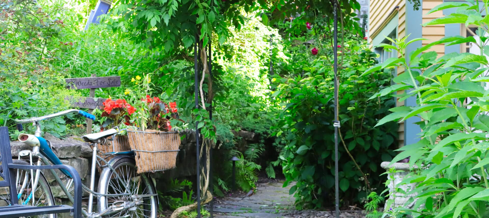 Our accessible entrance in full bloom, The Queen, A Victorian Bed and Breakfast in Bellefonte PA