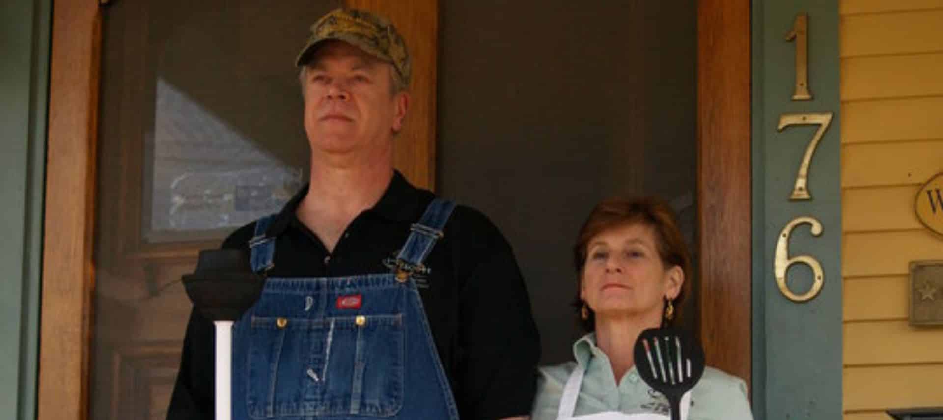 Nancy and Curt's take on "American Gothic" at The Queen, A Victorian B&B | Bellefonte, PA. Fun hosts.